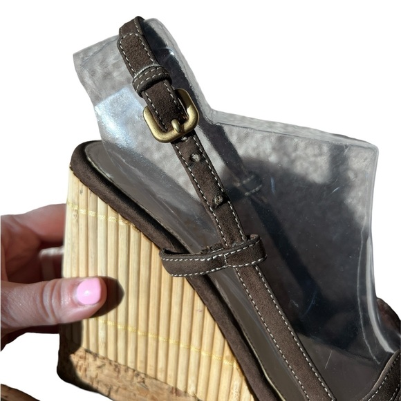 Prada Bamboo Cork Wedge Platform Sandals - Picture 9 of 9